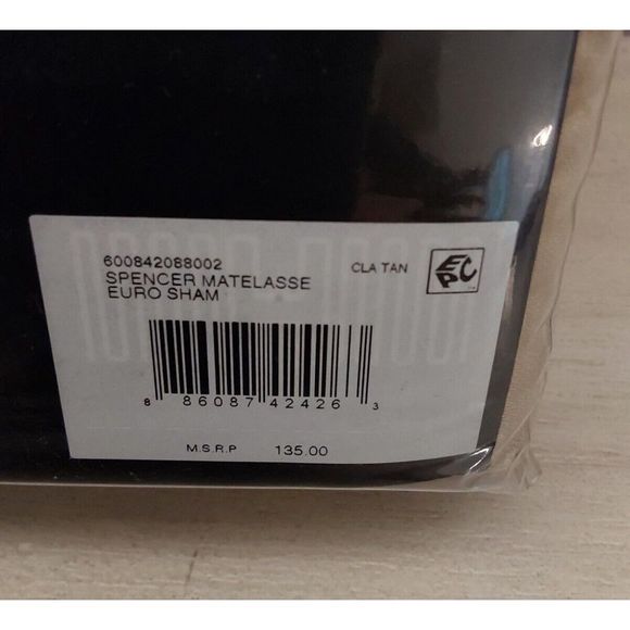 Ralph Lauren SPENCER METALASSE Cotton Blend Clay Tan European Pillow Sham 26x26" - Picture 10 of 10